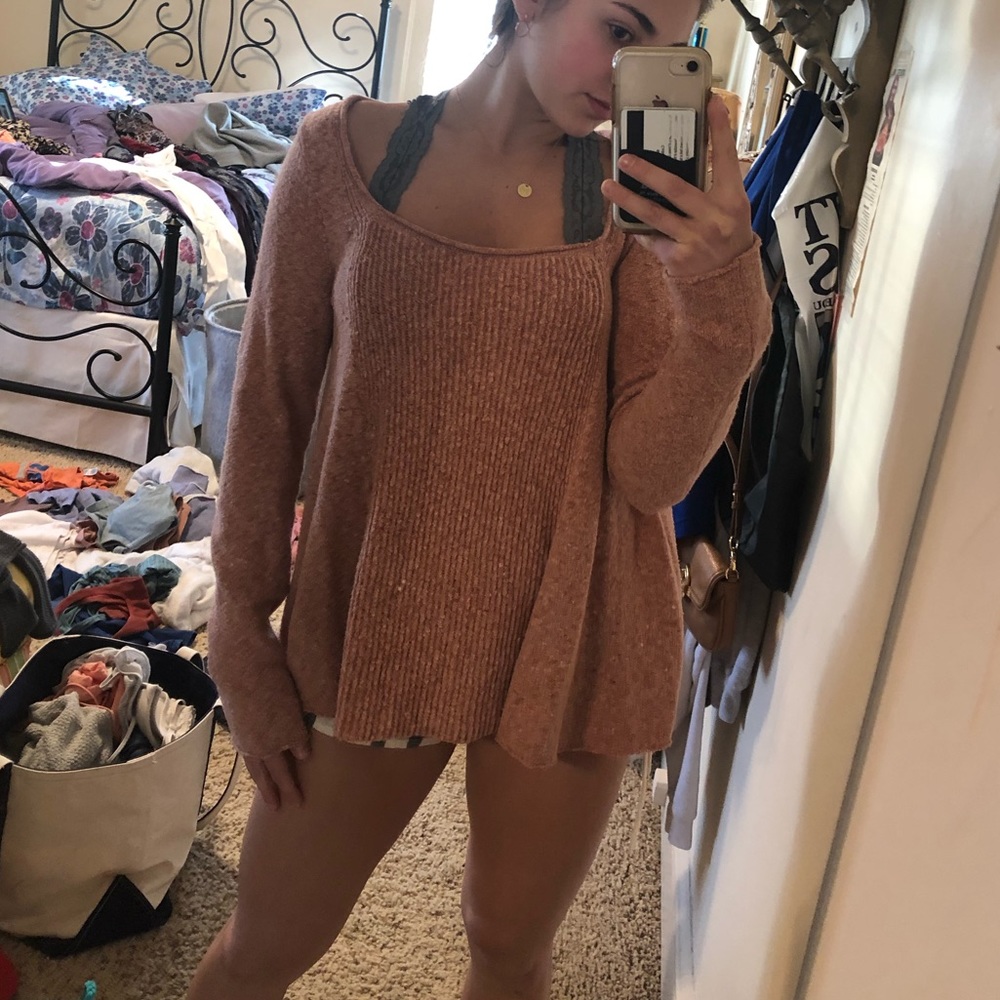Free People Pink (wide shoulder) Sweater